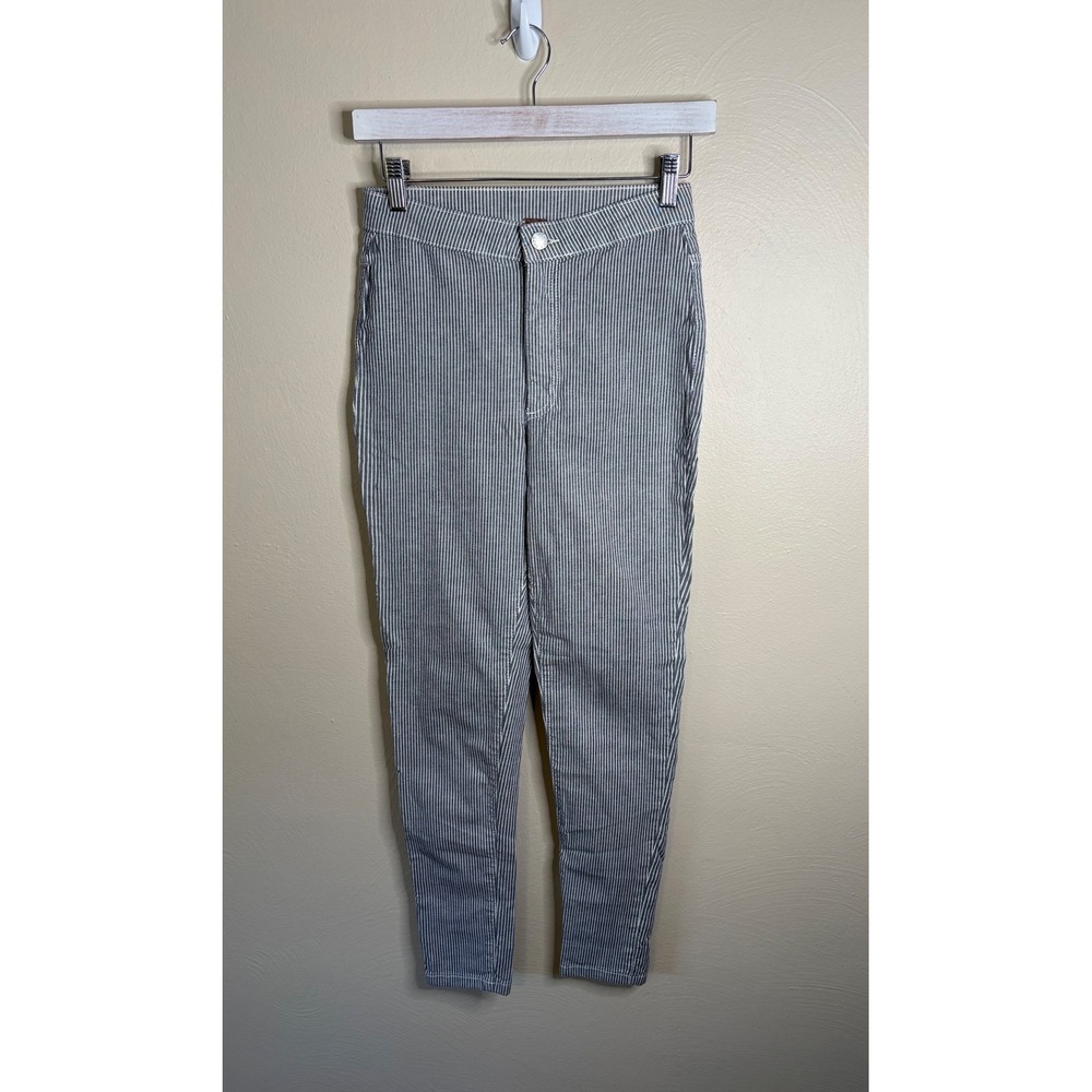 Free People Mid-Rise Pants Skinny Ticking Stripe Blue White Pinstripe Size 27
